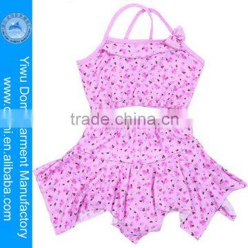2014 fashion small flower & bowknot lovely little sexy two pieces junior girls swimwear,kids model girls in bikini with skirt