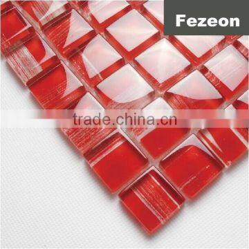 hand-painted red glass mosaic for indoor decoration tile mosaic