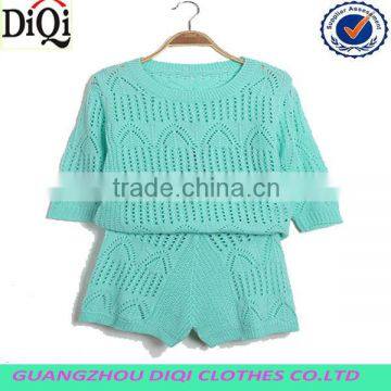 Lovely ladies mint summer twinset sweater with shorts