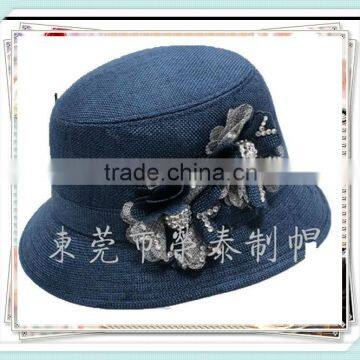 Flowers with Diamond Ladies Fashion Style Fedoral Hats Straw Sun Hats