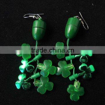 light up christmas earrings,shamrock led flashing earrings