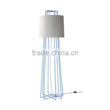 2017 hotel decorative blue metal wire floor lamp with linen shade good for inn decor high end standing reading lamp