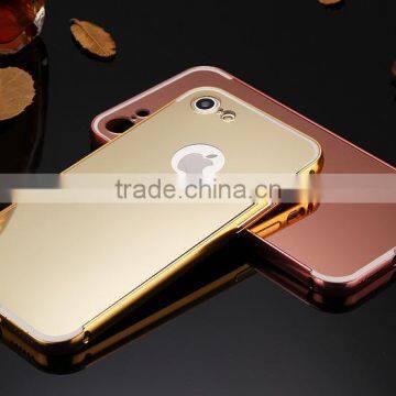 Deluxe Electroplating Mirror TPU Cover for IPhone 7 7 Plus Plating Bumper+Hard Plastic Cover Case photo-2