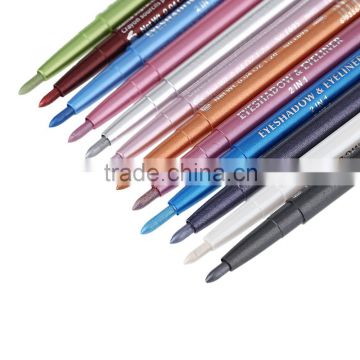 12Pcs/set Fashion Vivid Color Glitter Liner Eye Shadow Eyeliner Pencil Pen 2 in 1 Cosmetic Makeup Tool