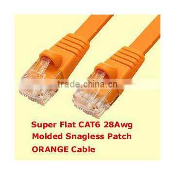 RJ45 to RJ45 FLAT MOLDED Unshielded UTP 568B CAT6 28awg ORANGE Patch Cable