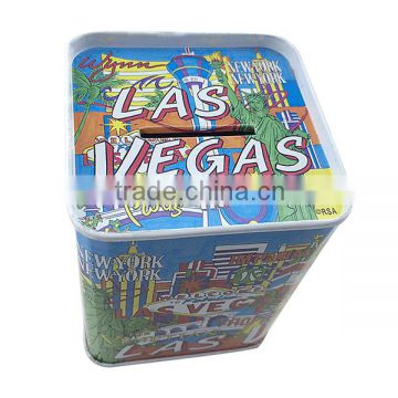 wholesale square shape box money tin metal tins