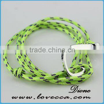 Fashion bracelet wholesale adjustable nylon rope fish hook bracelet for men and women