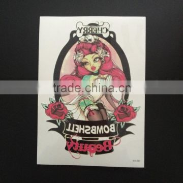 WX- 030 Fake Body Art Sticker/ Colorful Temporary Tattoo Sticker/ Safety Cartoon Tattoo Sticker