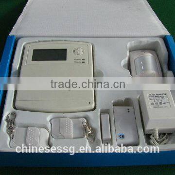 wireless zone alarm system with LCD alarm zone display,auto dial out stored phone numbers on emergency