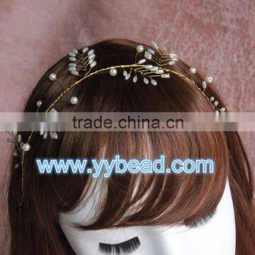 Women Flower Floral Pearl Bridal Decoration Plastic Flower Garland Party Bridal Headband Hair Band