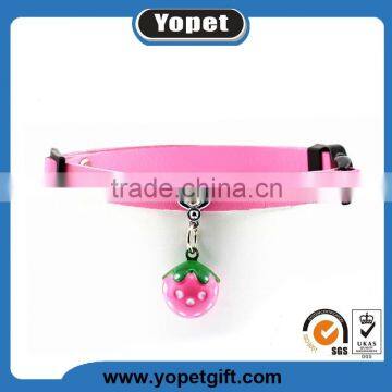 Hot Selling Decorative Leather Pet Cat Dog Collars With Pendant, Pink