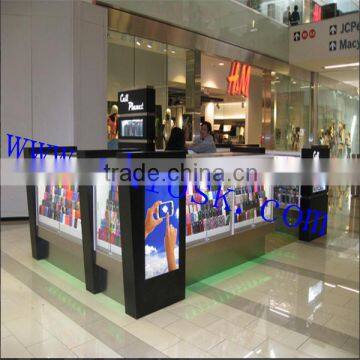 Multi touch screen cell phone charging kiosk with glass shelf