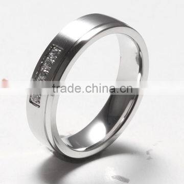 Fashion wholesale cz stones stainless steel ring custom titanium ring