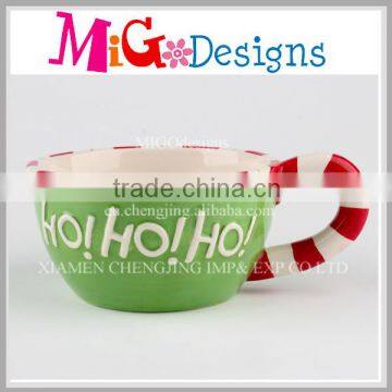 Ceramic Candy Cane Handle Bowl Cup for Christmas Holiday