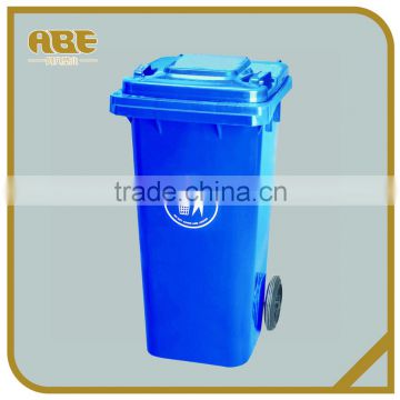 120L Outdoor plastic trash can with two wheels waste bin