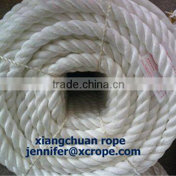 32mm 220M white polyamide yarn rope/mooring rope/3 strands pp fiber /polyester rope dia6mm-135mm