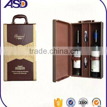 Wine Box Manufacturers pu Wine Box for 2 Bottles Silk Screen Printing