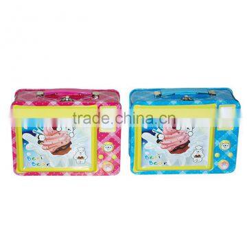 TV shape kids Tin Coin Bank with handle and lock