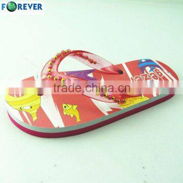 Jelly and cartoon printed PE flip flops slipper for girl 2013