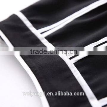 White Stripe Medium Length Girl Skirt Slit Skirt Rim Women Summer Dress