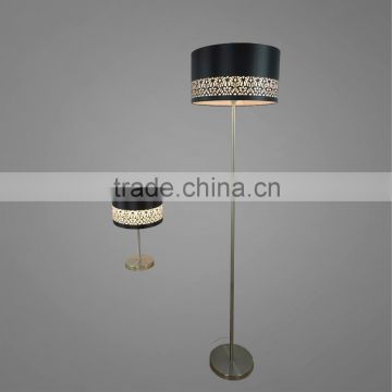 Satin Nickel Finish Metal Base And Stem With PP Hollow Out Lampshade Table Lamp And Floor Lamp