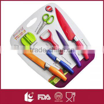 7cs 420 stainless steel colorful kitchen knife set with PP handle