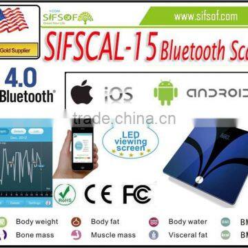 SIFSCAL-15 Bluetooth Scale Measure Weight, Visceral Fat, Body Fat, Muscle Mass, Bone Mass