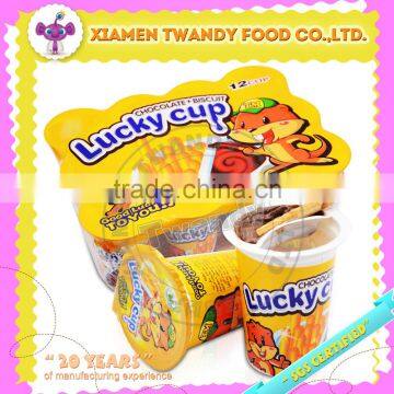 Hot yellow 12 packing lucky chocolate biscuit cup