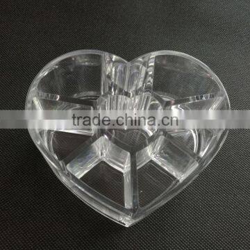 wholesale innovative household heart shape clear cosmetic acrylic makeup organizer with 8 grids