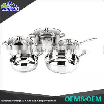 High Quality Mirror Polishing Stainless Steel Cooking Ware Sets With Glass Lid photo-1