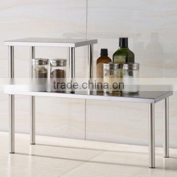 2 Tire Kitchen Storage Shelf Stainless Steel Spices Cans