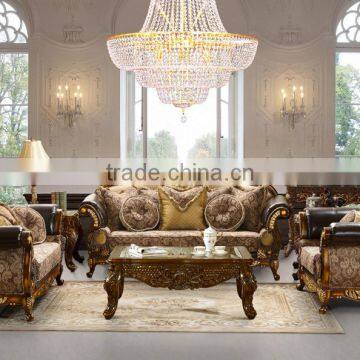 2017 Fancy Top Grain Genuine Leather Living Room Furniture Sofa Set/Spanish Style Hand Carved Living Room Sofa (MOQ=1 Set) photo-5