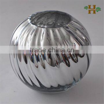 Handmade wry silver plating round shape glass bowl vase