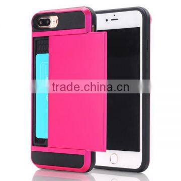 Slide Cover Card Slot Phone Case TPU + PC Material Phone Hull for IPhone7 7plus photo-2
