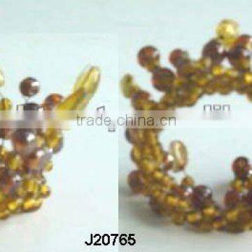 Glass bead weaving napkin ring crown sytle in amber colour available in other colours