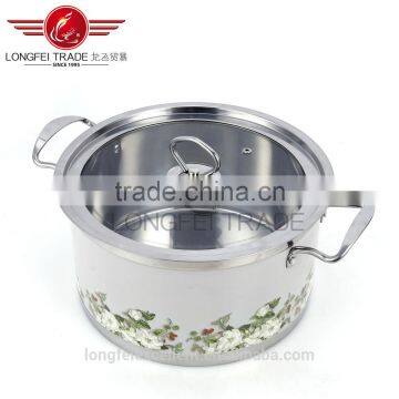 Useful White Color With Flower Decal Stainless Steel Handle Houseware Cooking Pot photo-3