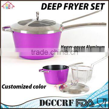 NBRSC Home Nonstick Covered Deep Fryer Aluminum Fry Pot and Basket With Stainless Steel Handle photo-5