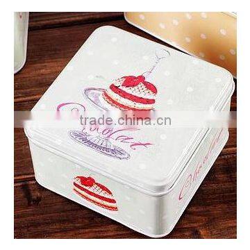3pcs Metal Sugar Coffee Cake Tin Canister,metal Tin Box Packaging Sweet, Square Tin Can With Color photo-3