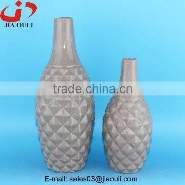 2016 Home Decor Pineapple Surface Grey Ceramic Tall Vase photo-3