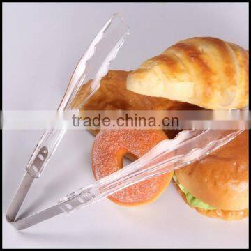 9 inch orange Kitchen Utensil PC+Steel Food Tongs wholesale/OEM Plastic salad/bread tongs In supplier price