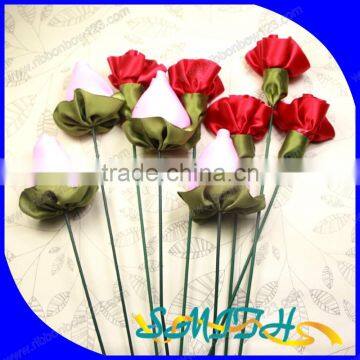High Quality Artificial Red Ribbon Flower Bouquet photo-4