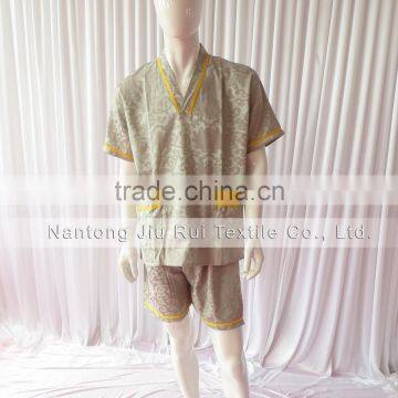 Free Shipping 2colors Unisex Sweat Steam Clothes Fashion Floral Jacquard Pajama V-Neck Ladies Pajama Sets For Sauna photo-4