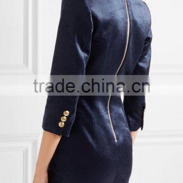 Classic Button Fastenings Double-Breasted Stretch-Velvet Mini Dress Women Blazer Design Names Of Ladies Dresses HSD5701 photo-4