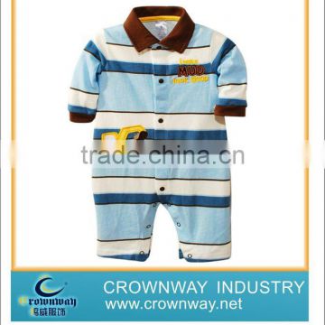 2012 striped baby's polo neck and embroidered romper