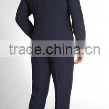 Navy Linen 2-Button Suit With Flat Front Pants(SHT1182) photo-2