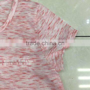 Women Stock Apparel V-neck Slub Cotton T-shirt photo-2