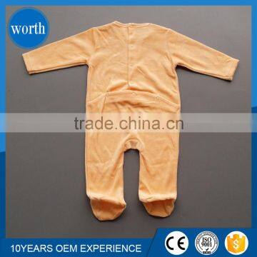 Good Quality Nice Printed Plain Baby Romper With Feet photo-2