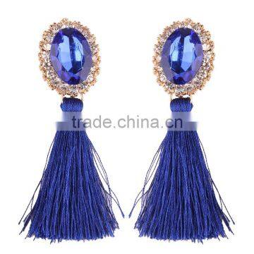 Bohemian Jewelry Rhinestone Gems With Long Colorful Tassel Charms Earrings for Women photo-3