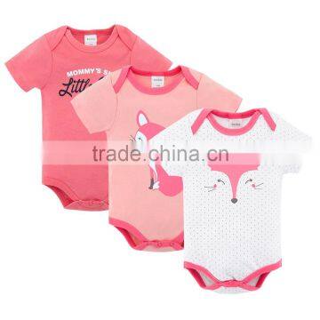 Fashion Fox Style Girl Rompers Short Sleeve 100% Cotton Newborn Baby Clothes Wholesale