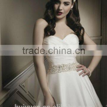 New Sexy White Ball Gown Sleeveless Flowing Chiffon Beach Wedding Dress photo-3